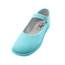 T2-115L-Blue - Wholesale Women's "EasyUSA" Cotton Upper Mary Janes Shoe ( *Light Blue Color )